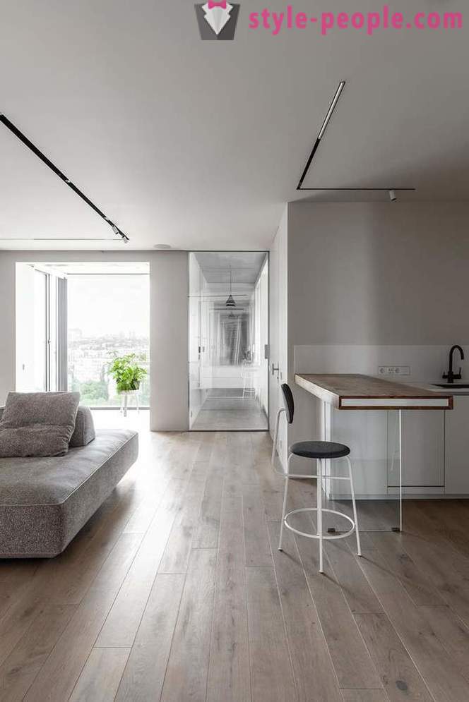 Interiorul minimalistă a apartamentului 78 de metri pătrați în Kiev