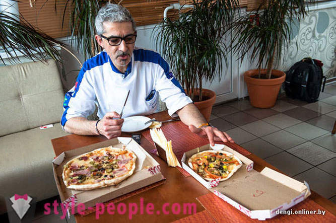 Bucătar italian încearcă pizza din Belarus